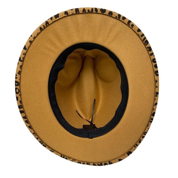 Womens Western Hat Leopard Print Felt One Size Adjustable Cowboy Casual Tan Brow - Picture 5 of 12